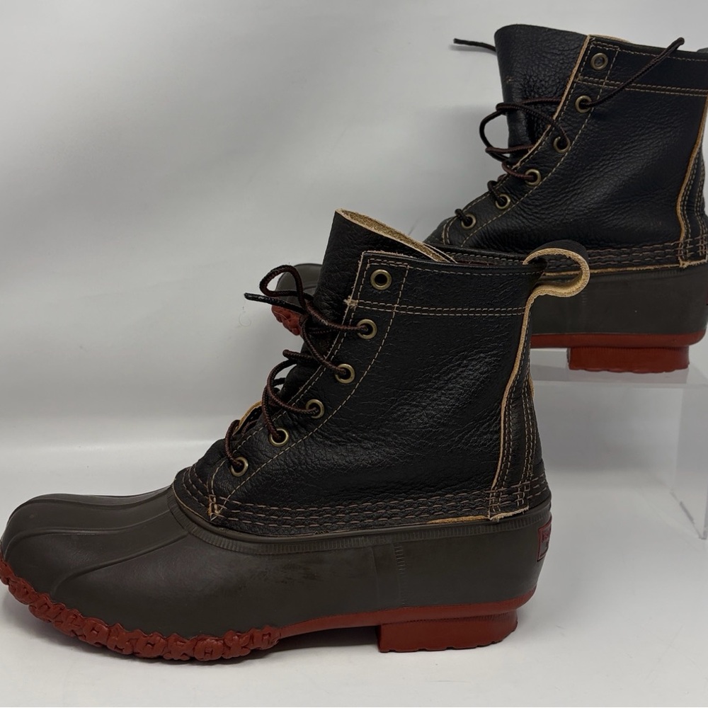 LL Bean women’s 9 BEAN BOOTS LIMITED Edition BISON Leather Red Rubber Soles
